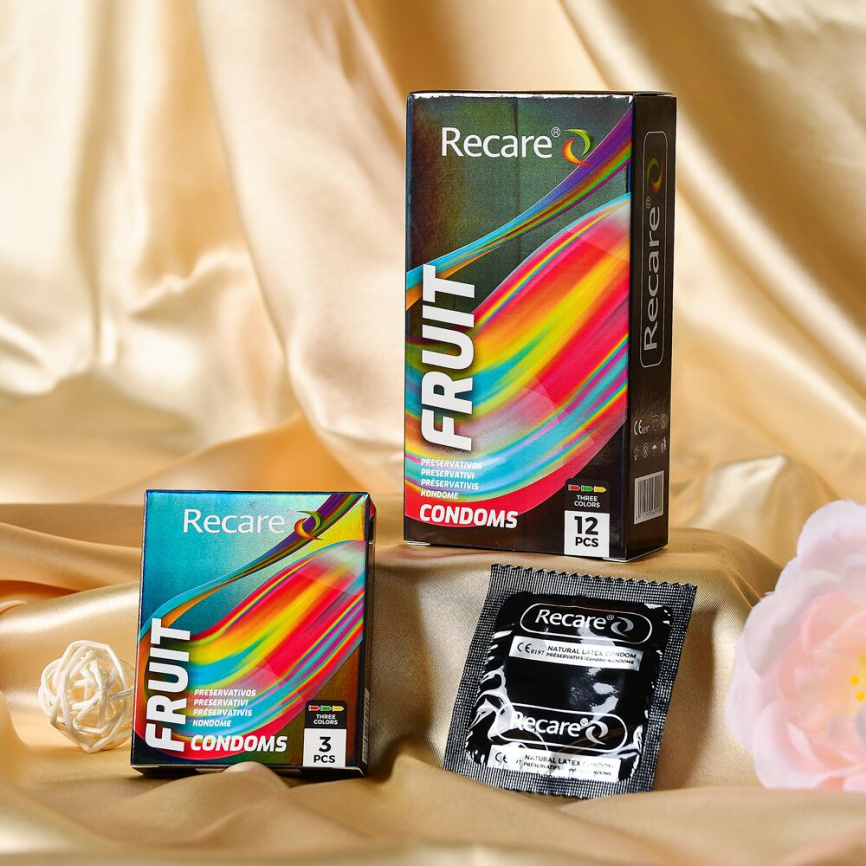 Презервативи Holographic Recare Fruit Flavour Condoms 3 шт, аромати: м'ята, банан, полуниця фото 6