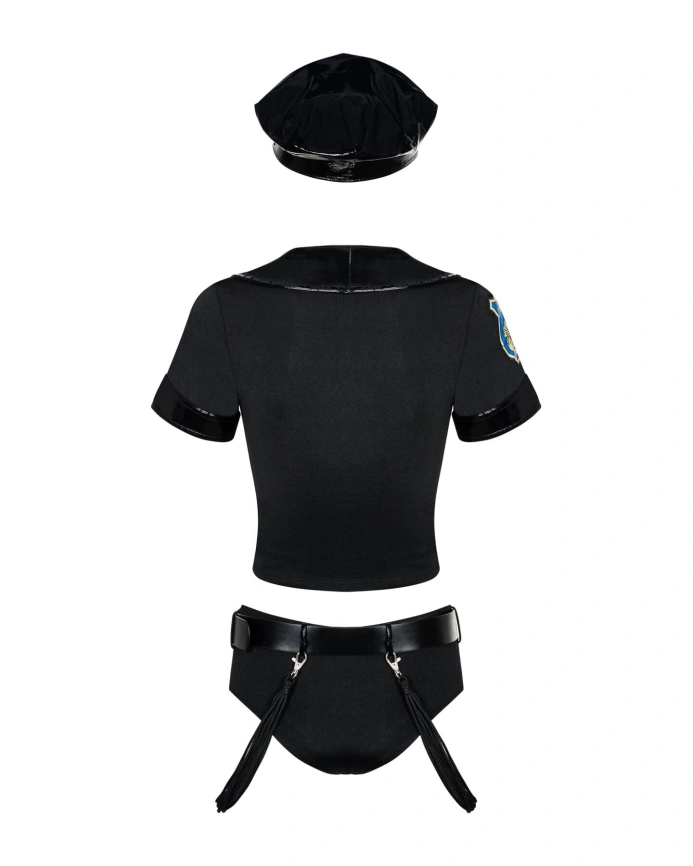 Эротический костюм полицейского Obsessive Police set S/M, black, топ, шорты, кепка, пояс, портупея фото 3