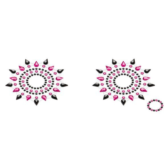 Пестіс з кристалів Petits Joujoux Gloria set of 2 - Black/Pink, прикраса на груди фото 1