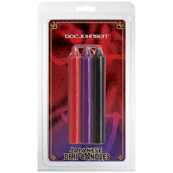 БДСМ свечи низкотемпературные Doc Johnson Japanese Drip Candles - 3 Pack Multi-Colored фото 1