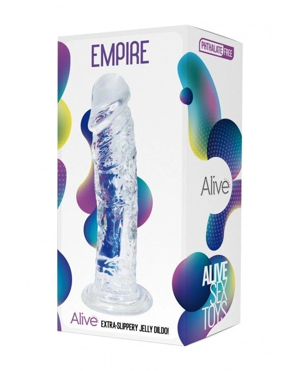 Прозрачный фаллоимитатор Alive Jelly Dildo Empire, ТПЕ, присоска, диаметр 4,3см, длина 19,3см фото 2