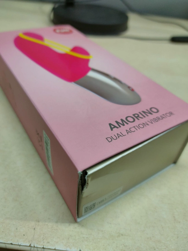 Мини вибратор-кролик со стимулирующей лентой Fun Factory AMORINO pink/neon yellow (мятая упаковка!!!) фото 2