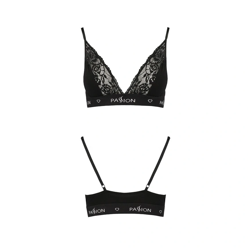 Эластичный топ с кружевом Passion PS001 TOP S, black фото 12