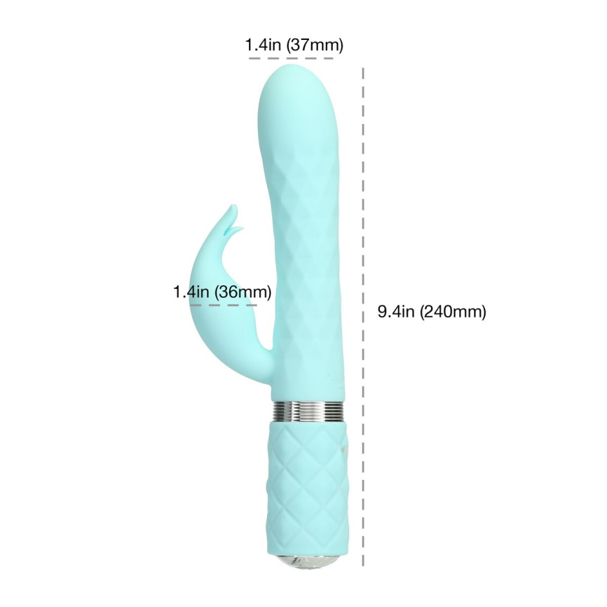 Розкішний кролик з ротацією та вібрацією Pillow Talk Lively Teal, кристал Сваровскі фото 4