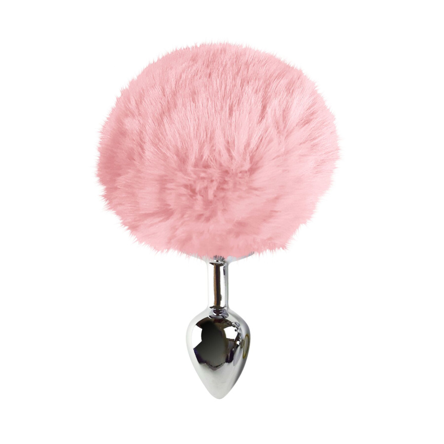 Металева анальна пробка М Art of Sex - Metal Butt plug Rabbit Tail Soft pink, діаметр 3,4 см фото 2