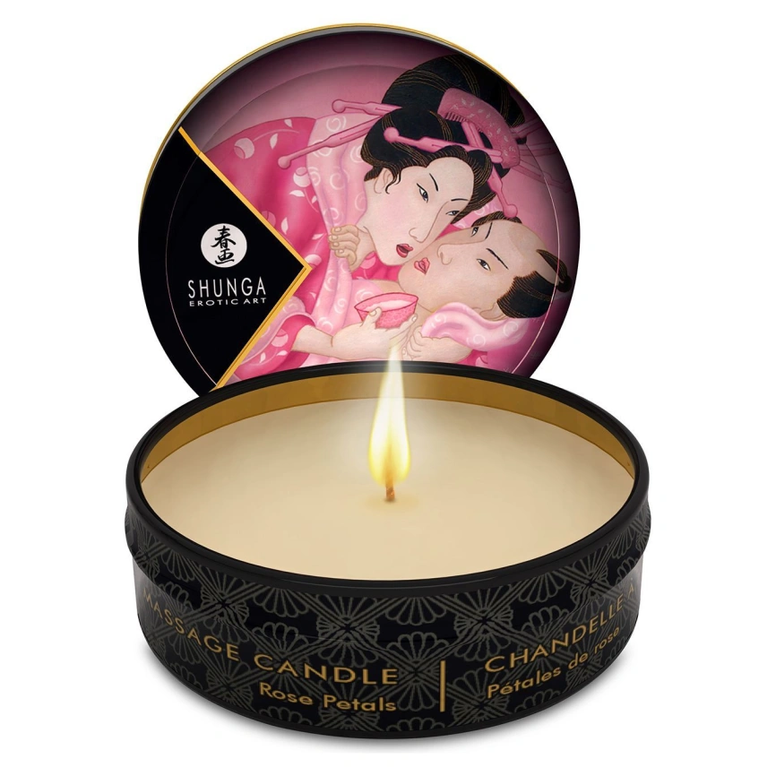Массажная свеча Shunga Mini Massage Candle - Rose Petals (30 мл) с афродизиаками фото 1
