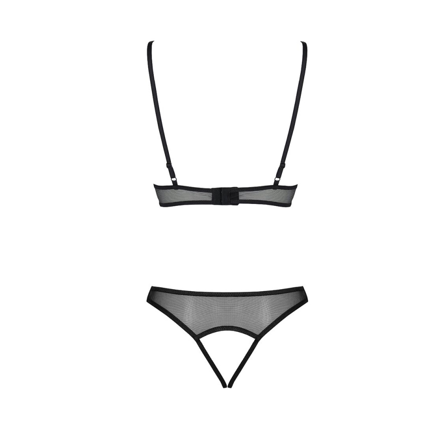 Комплект бралет з ажурним ліфом та відкритими трусиками Passion CHRISTA SET Open Bra XXL/XXXL black фото 4