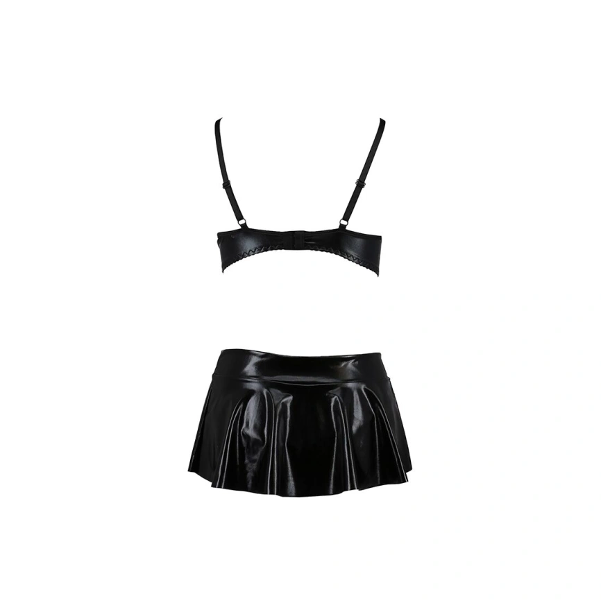 Комплект белья под латекс Passion DEBY SET L/XL, black, лиф, мини-юбочка, стринги фото 7