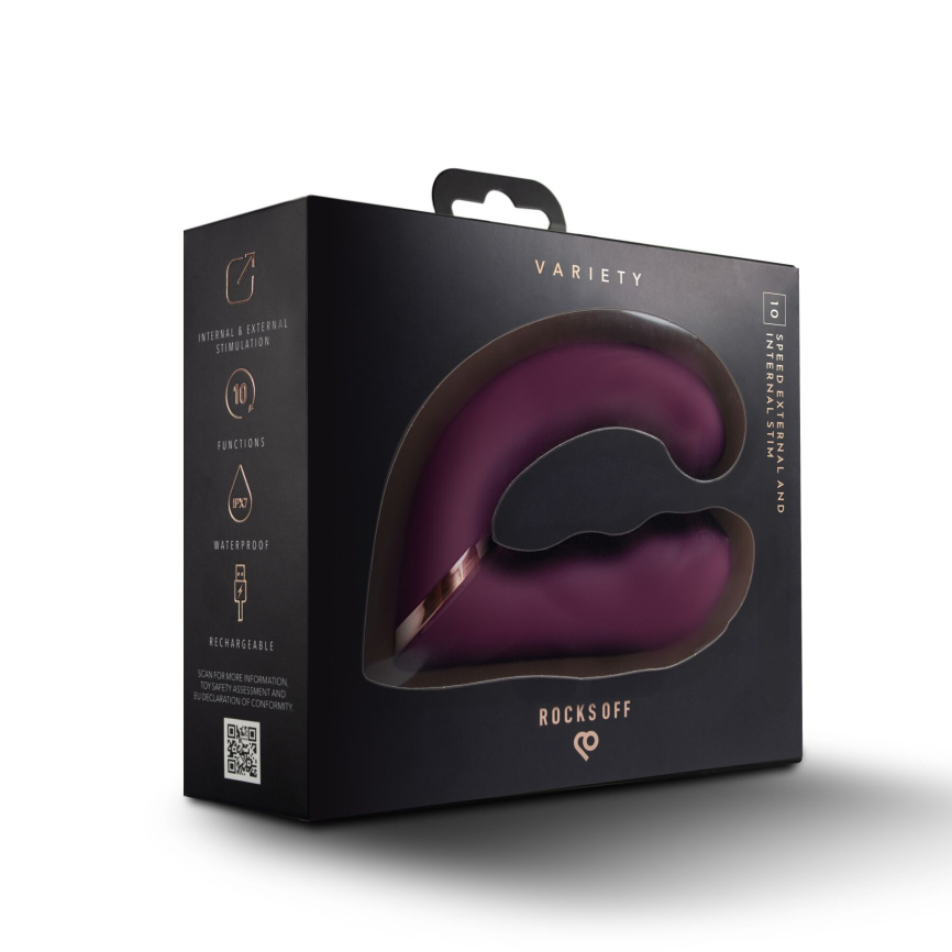 Подвійний вібратор Rocks Off Gemini Burgundy, 2 мотори, по 10 режимів, змінне положення ручки фото 10