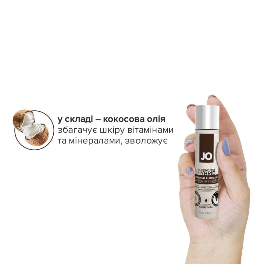 Смазка-крем с кокосовым маслом JO Coconut Hybrid ORIGINAL (30 мл) белая фото 4