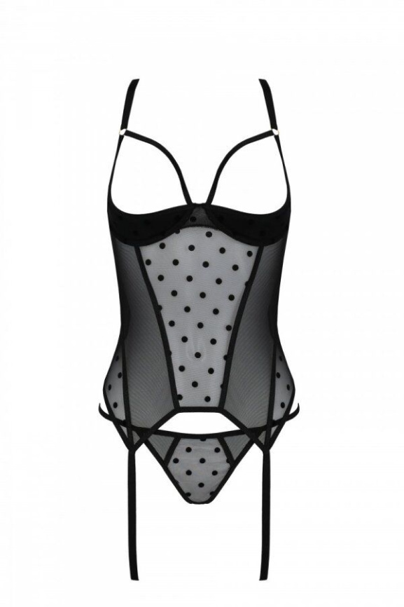 Корсет Passion MARINA CORSET, S/M, black, з відкритими чашками фото 3