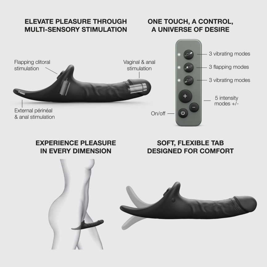 Вібронасадка для страпону з вакуумною стимуляцією Strap-On-Me Multi Orgasm Realistic Dildo L Black фото 3