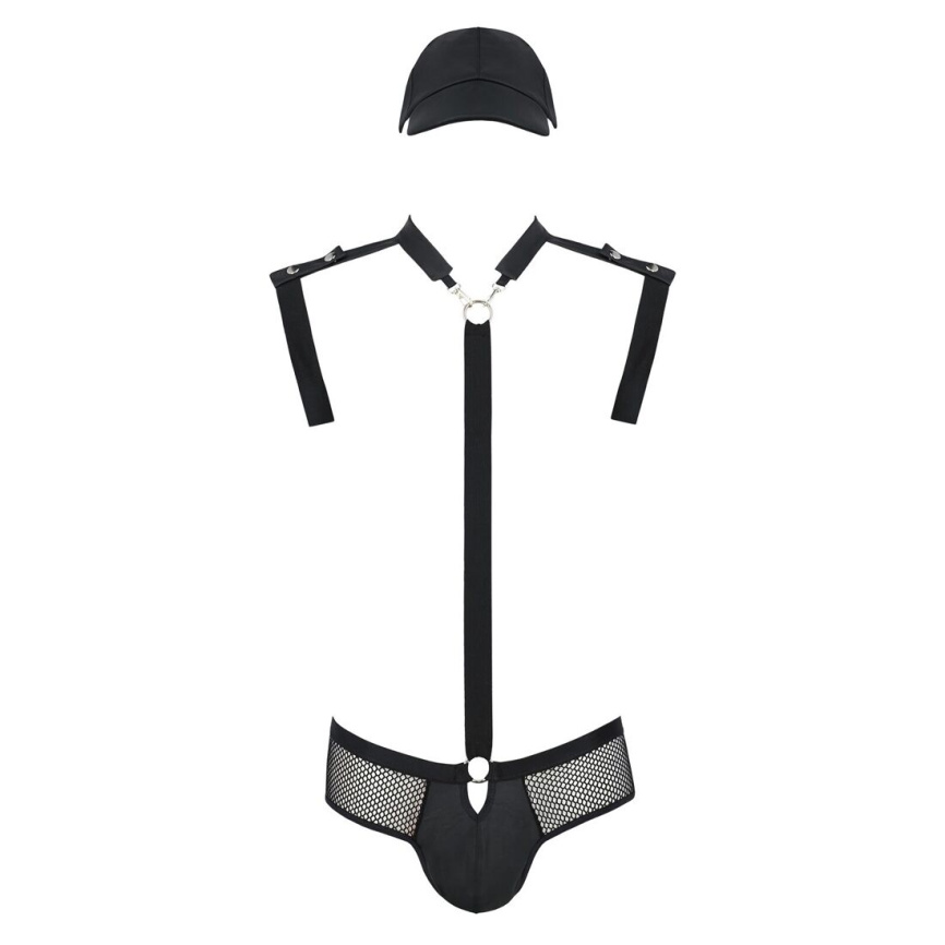 Комплект еротичної чоловічої білизни Passion 038 JOHN SET L/XL Black, боді, кепка фото 9