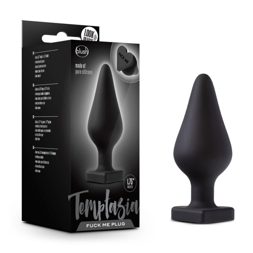 Анальна пробка Blush Temptasia – Fuck Me Anal Plug – Black, основа у вигляді сердечка фото 4
