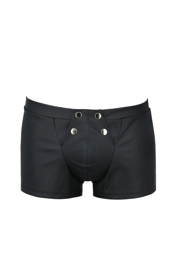 Мужские кожаные боксеры с клапаном Passion 050 SHORT PATRICK XXL/XXXL Black фото 3