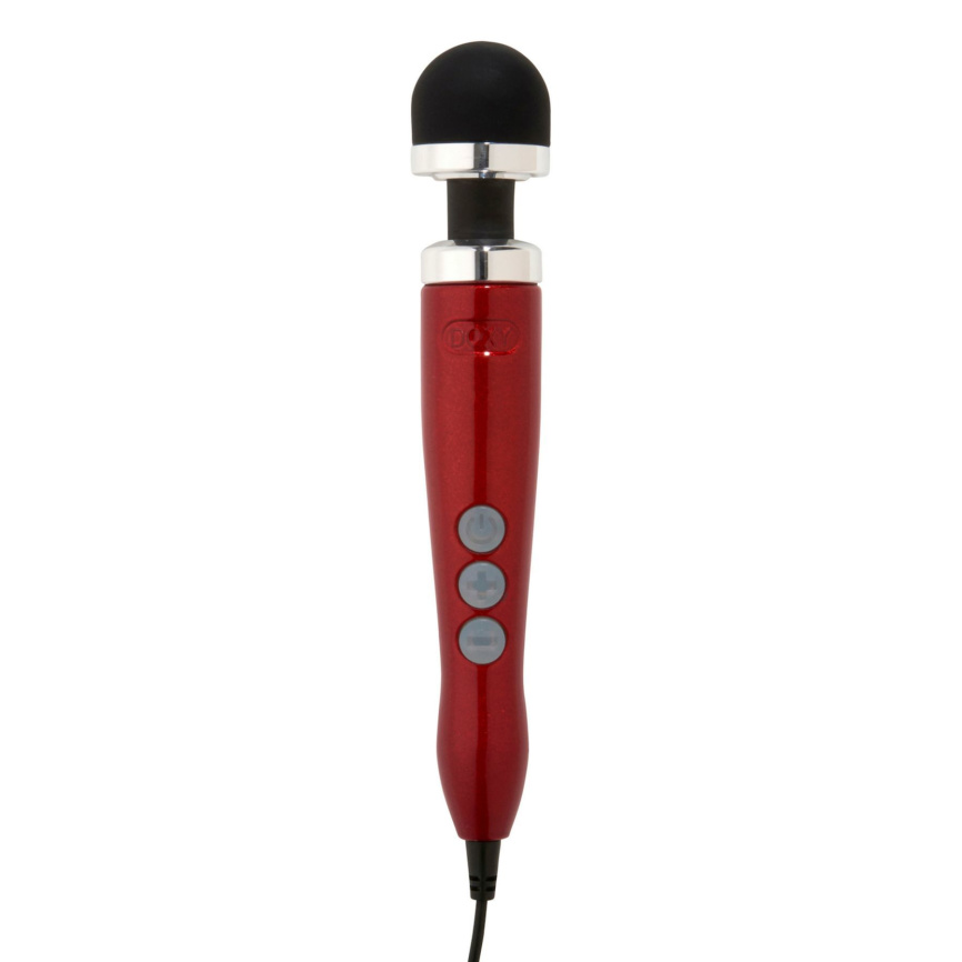 Вібромасажер DOXY Die Cast 3 Candy Red, дуже потужний, живлення 220В, металевий корпус фото 1