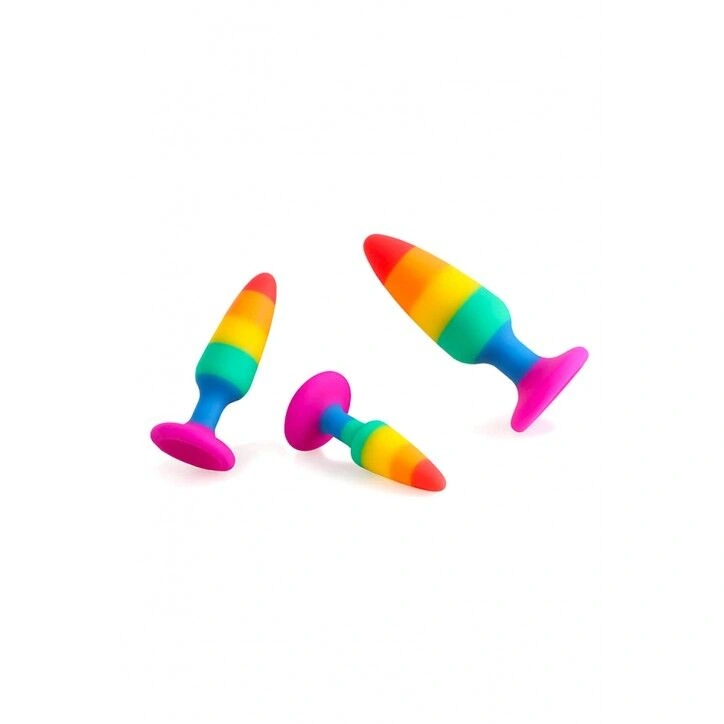 Силиконовая анальная пробка Wooomy Hiperloo Silicone Rainbow Plug L, диаметр 3,9 см, длина 13,1 см фото 5