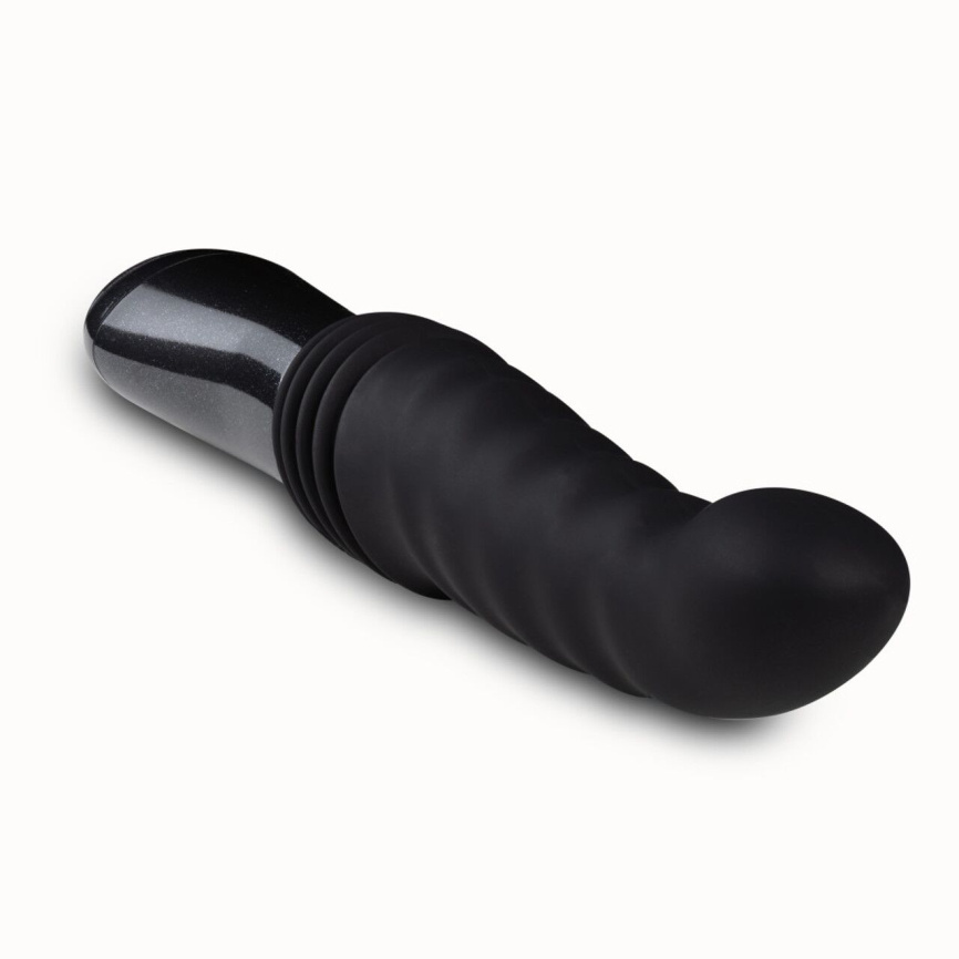 Пульсатор Blush Temptasia – Lazarus Thrusting Dildo – Black, ребристий стовбур, 3 швидкості фото 1