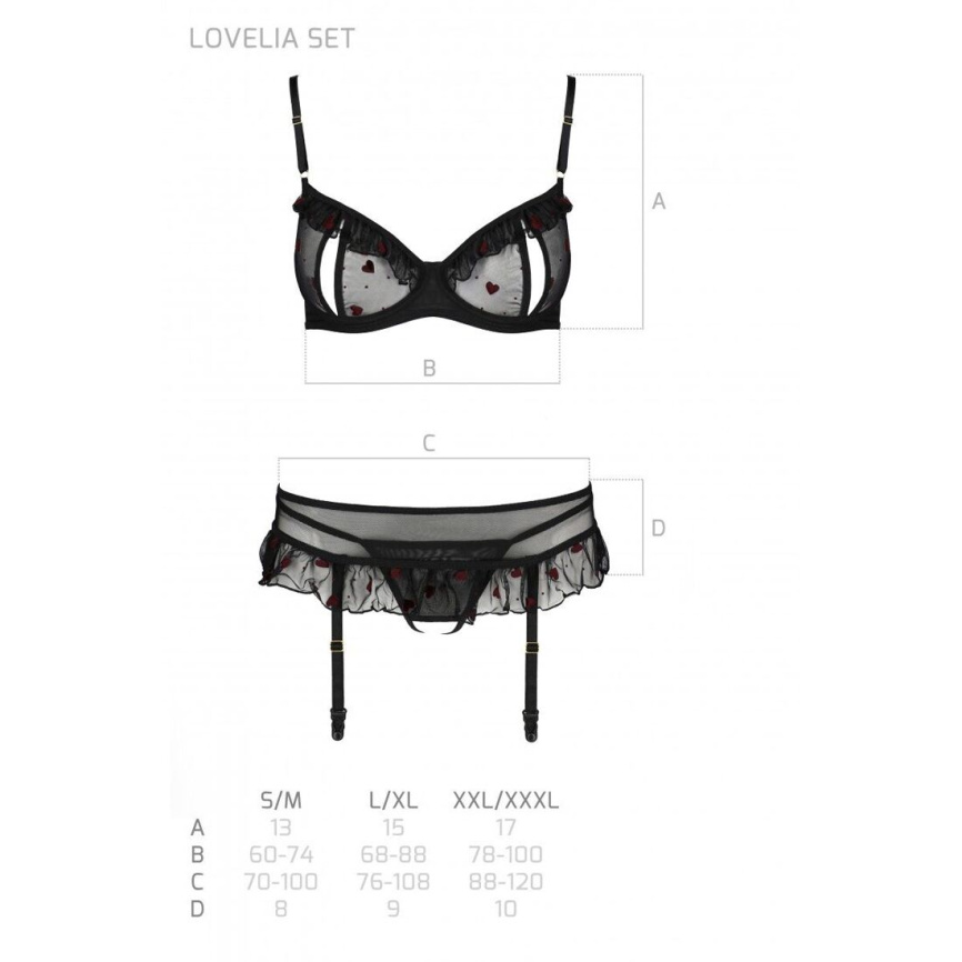 Сексуальний комплект з поясом для панчіх Passion LOVELIA SET S/M, black фото 7