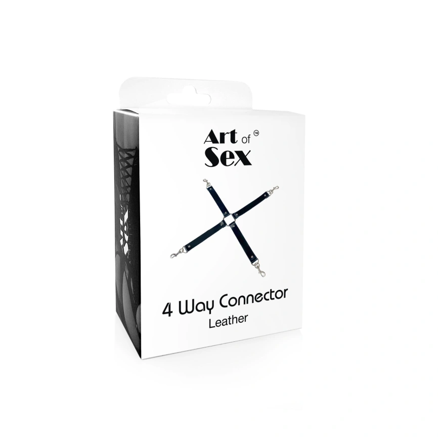 Крестовина из натуральной кожи Art of Sex – 4 Way Connector, черный фото 4