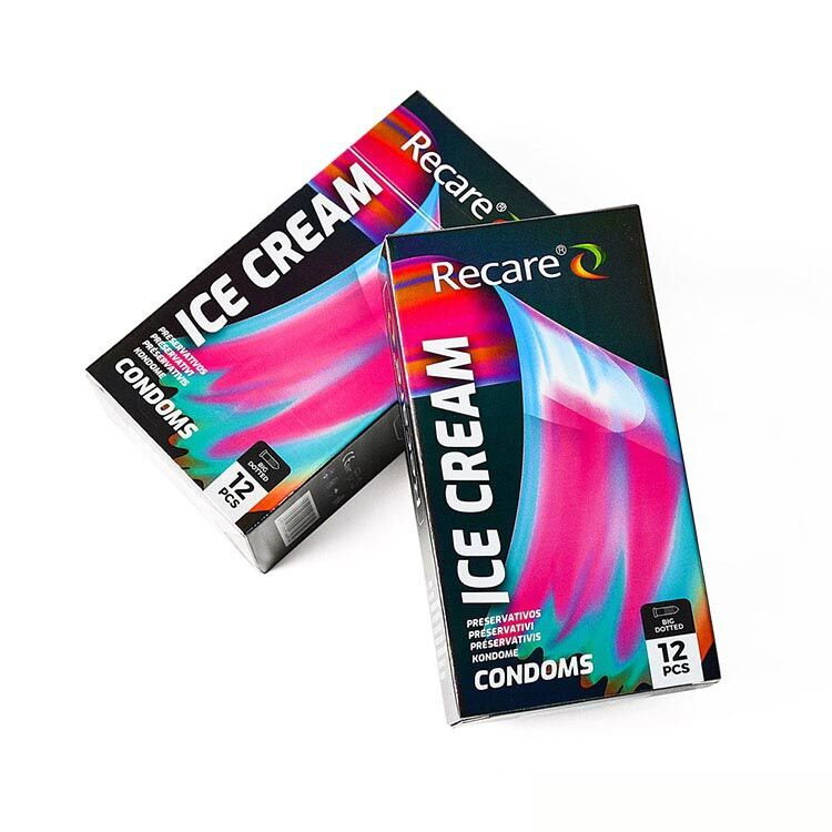Презервативи Holographic Recare Ice Cream Big Dotted Condoms 12 шт, з пухирцями, аромат: морозиво фото 4