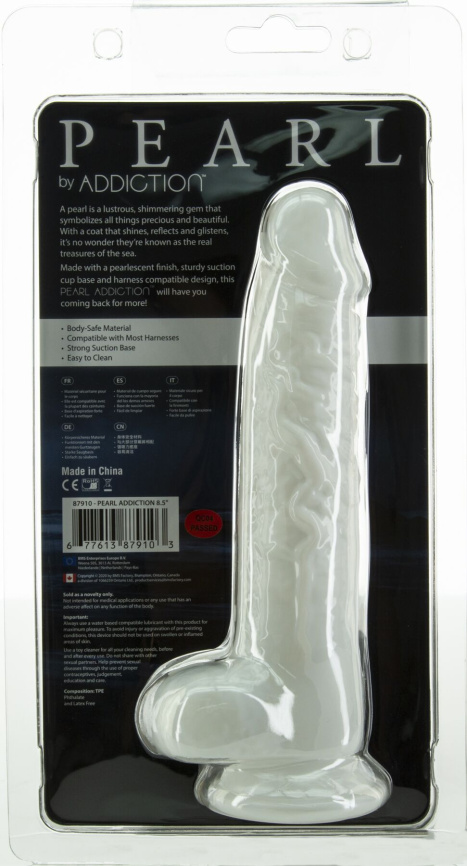 Фалоімітатор ADDICTION Pearl 8.5" Dildo with Balls, віброкуля в подарунок фото 7