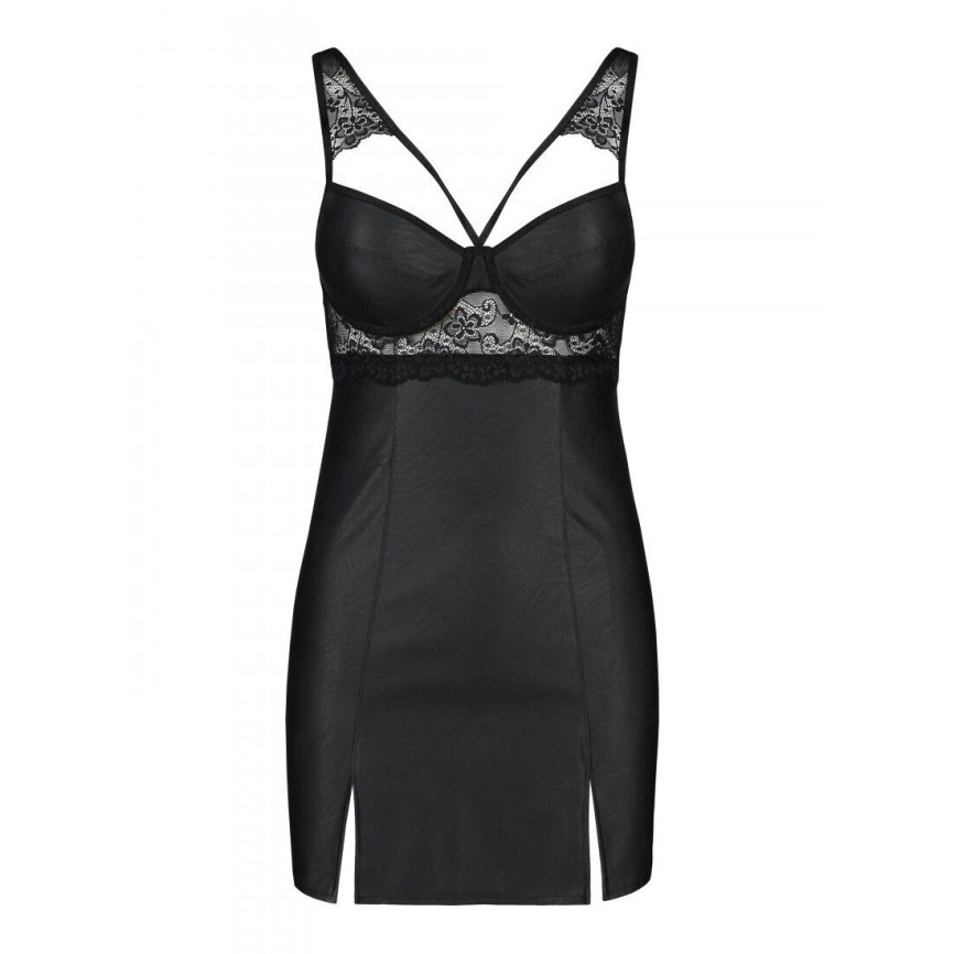 Бебі-дол з еко-шкіри та мережива Passion LOONA CHEMISE L/XL, black фото 5