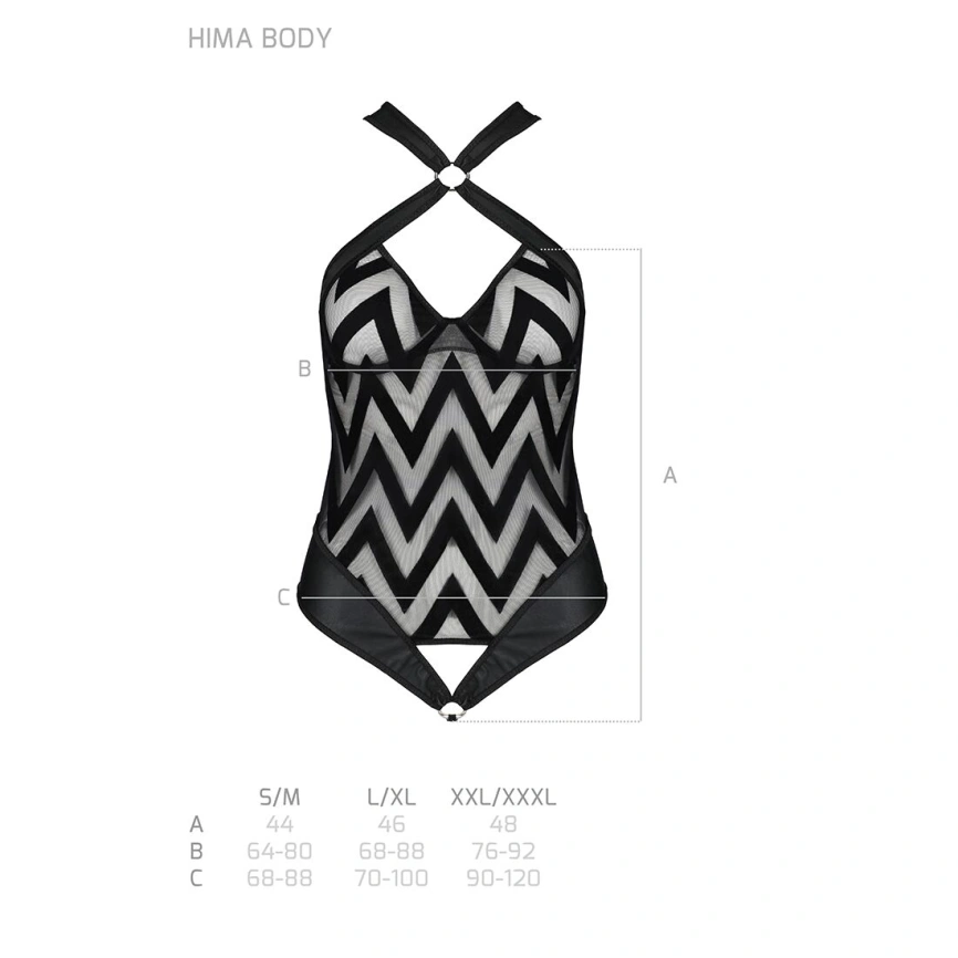 Сетчатый боди с халтером и ритмичным рисунком Passion Hima Body S/M, black фото 11