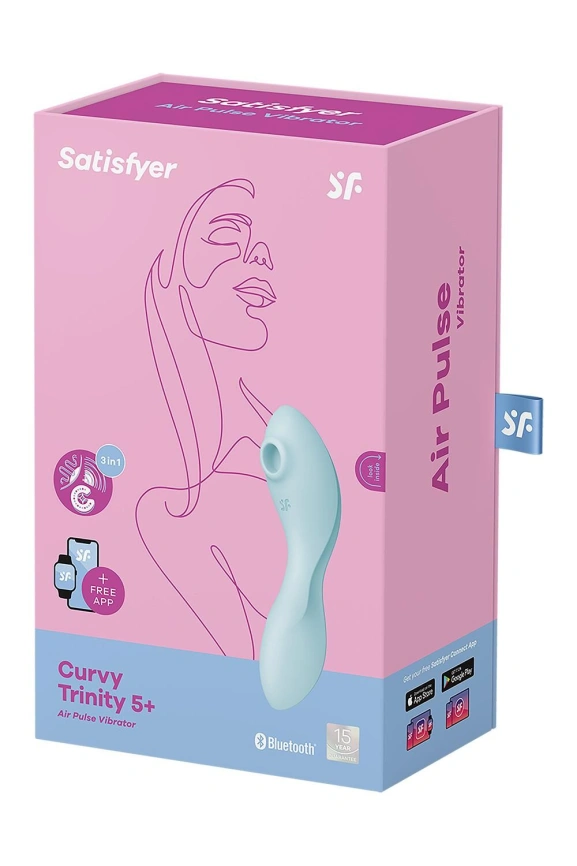 Вакуумный смарт-стимулятор с вибрацией Satisfyer Curvy Trinity 5 (Blue), управление со смартфона фото 7