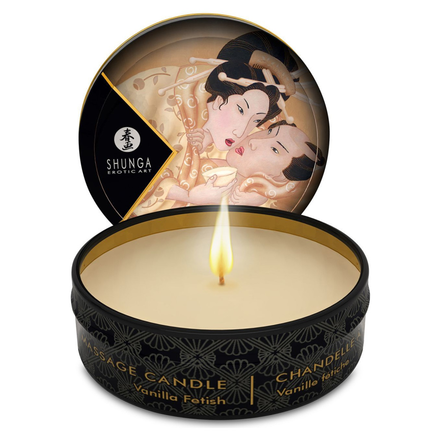 Масажна свічка Shunga Mini Massage Candle – Vanilla Fetish (30 мл) з афродизіаками фото 1