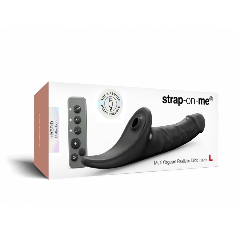 Вібронасадка для страпону з вакуумною стимуляцією Strap-On-Me Multi Orgasm Realistic Dildo L Black фото 7