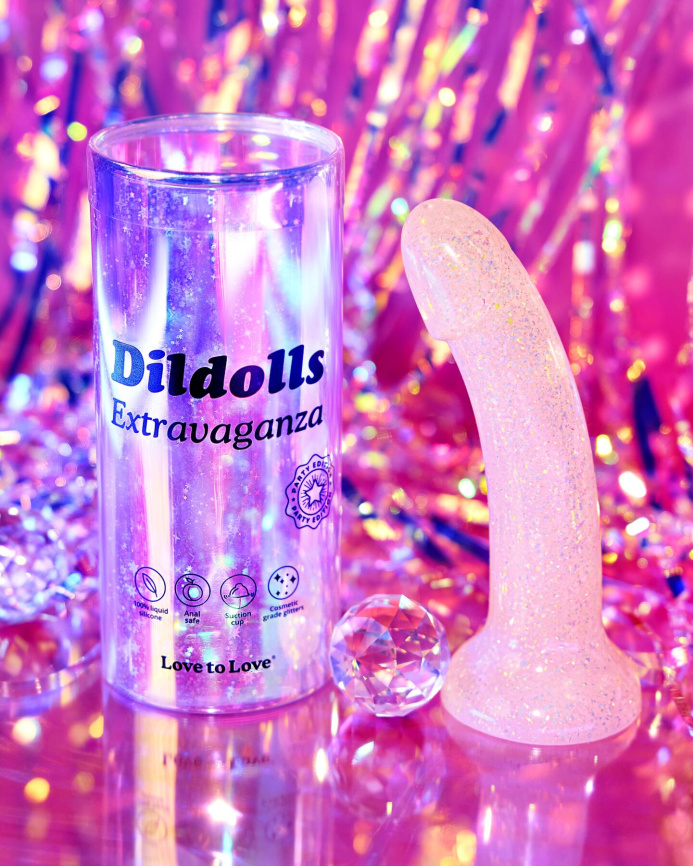Дилдо з блискітками Love To Love DILDOLLS - EXTRAVAGANZA, ультрам’який фото 4