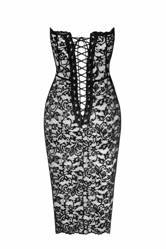 Платье Noir Handmade F301 Catalyst, XXL, black,  миди, кружево, открытые плечи, шнуровка на спине фото 6
