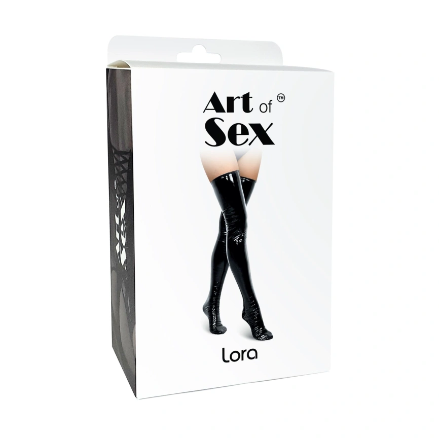 Сексуальные виниловые чулки Art of Sex - Lora, размер L, цвет черный фото 4