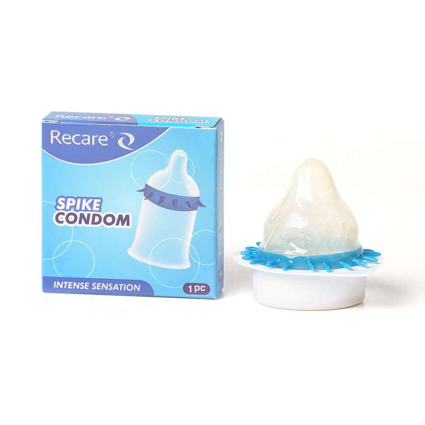 Насадка на член Recare Spike Condom Blue (презерватив з шипами) фото 1
