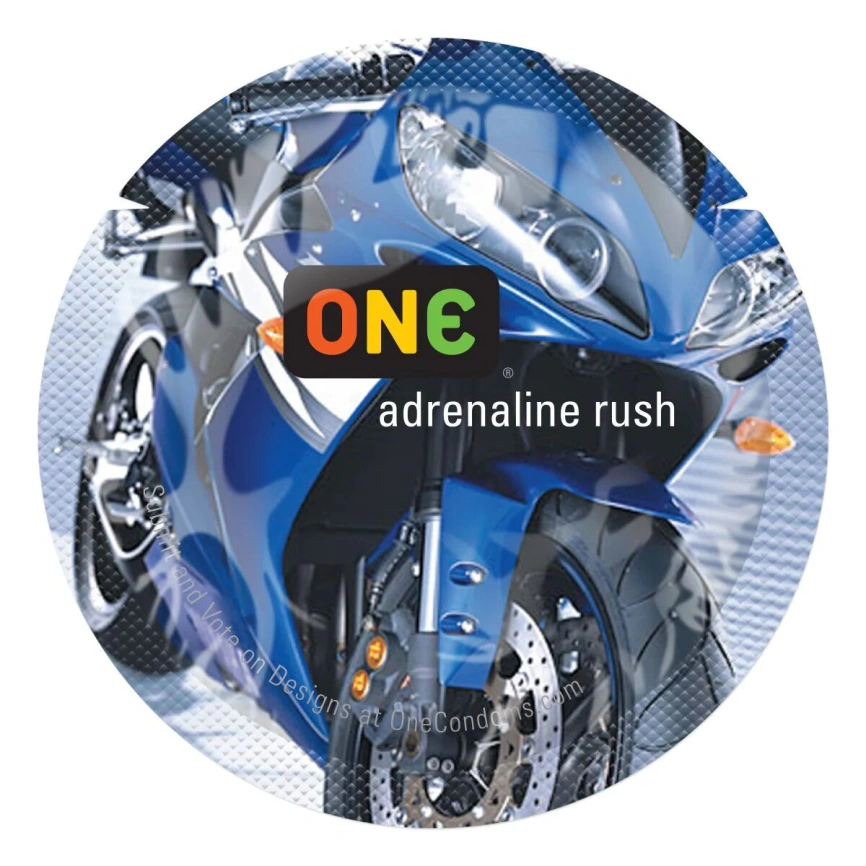 Презерватив ONE Color Sensations ONE adrenaline rush, 1 шт, синий, гладкий, со смазкой фото 1