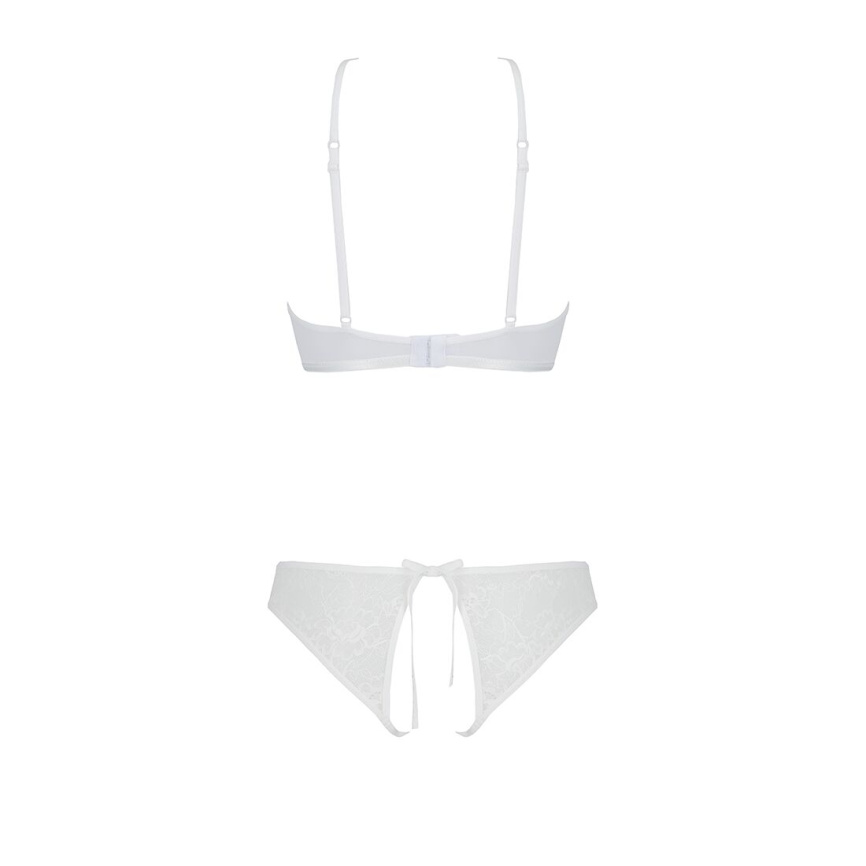 Комплект із бра, трусиків з ажурним декором та відкритим кроком Passion URSULA SET XXL/XXXL, white фото 4