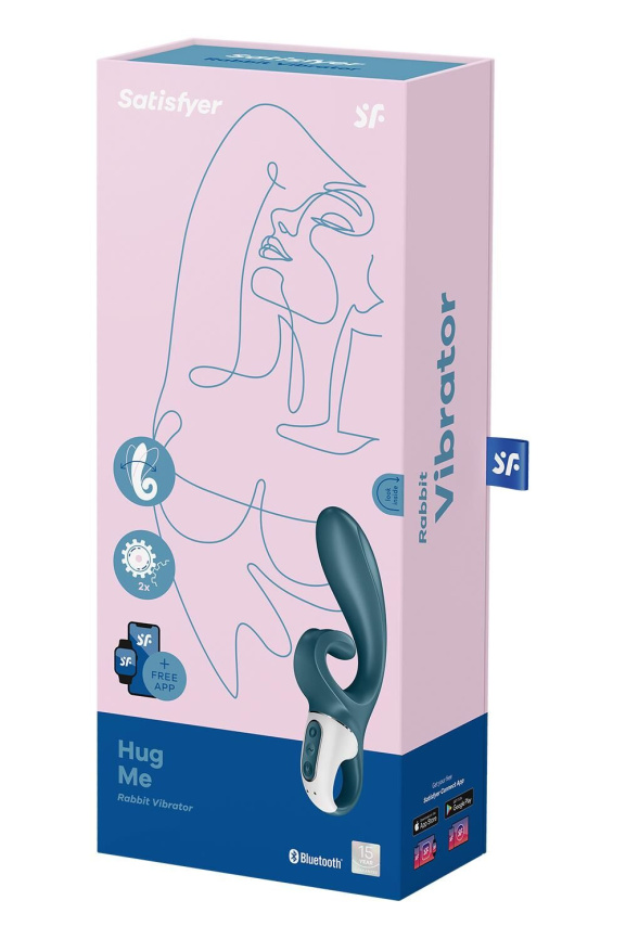Смарт вібратор-кролик Satisfyer Hug Me Bluegrey, 2 мотори, діаметр 4,2см, широка кліторальна частина фото 7