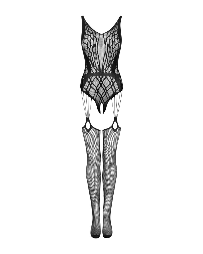 Бодістокінг Obsessive Bodystocking G324 S/M/L black, силуетний малюнок фото 5