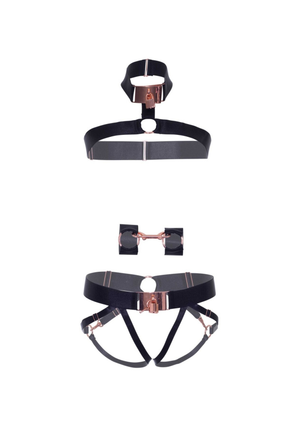 Комплект атласних ременів для бондажу Leg Avenue Satin elastic harness Set, One size, Black фото 5