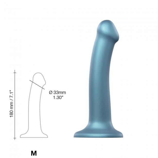 Насадка для страпону Strap-On-Me Mono Density Dildo M Blue, діам. 3,3 см, одношаровий силікон, гнучк фото 4