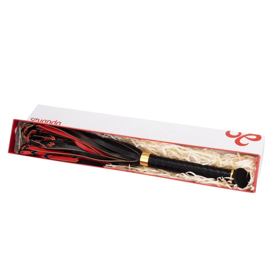 Флоггер LOCKINK SEVANDA Red & Black Braided Tail Flogger, красно-черный, хвосты с узелками фото 9