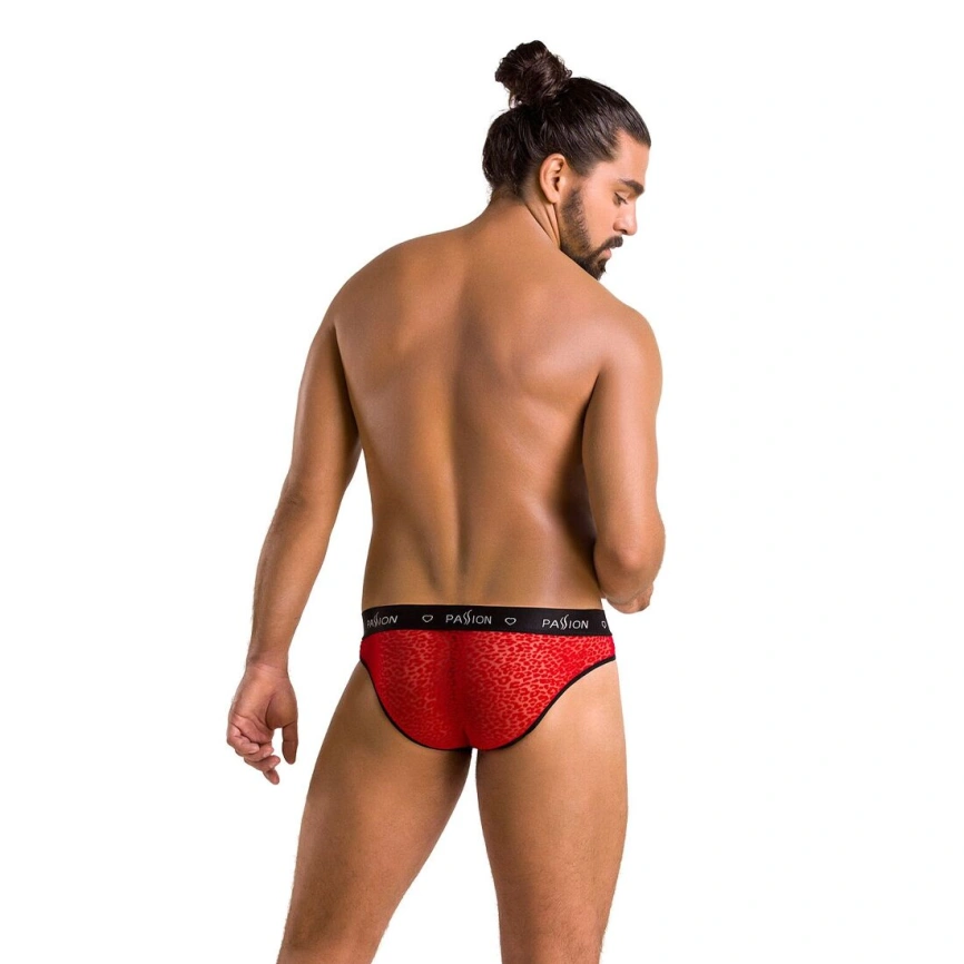 Мужские полупрозрачные трусы Passion 031 SLIP MIKE L/XL Red, под леопард фото 10