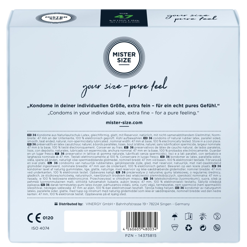Презервативи Mister Size - pure feel - 47 (36 condoms), товщина 0,05 мм фото 3