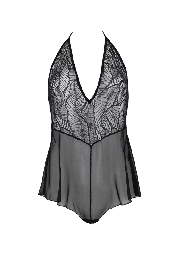 Боді Passion LEAFA BODY black S/M, на зав'язках, м'яка чашка, низ у вигляді шортиків фото 3
