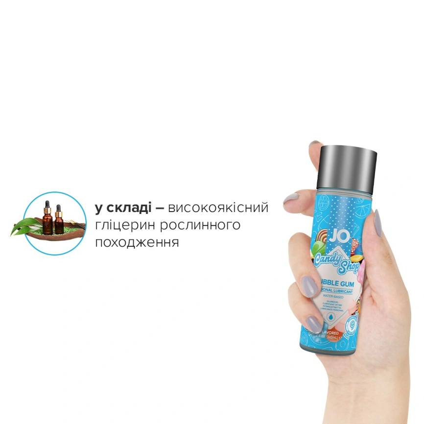 Лубрикант на водной основе JO H2O — Candy Shop — Bubblegum (60 мл) без сахара и парабенов фото 4