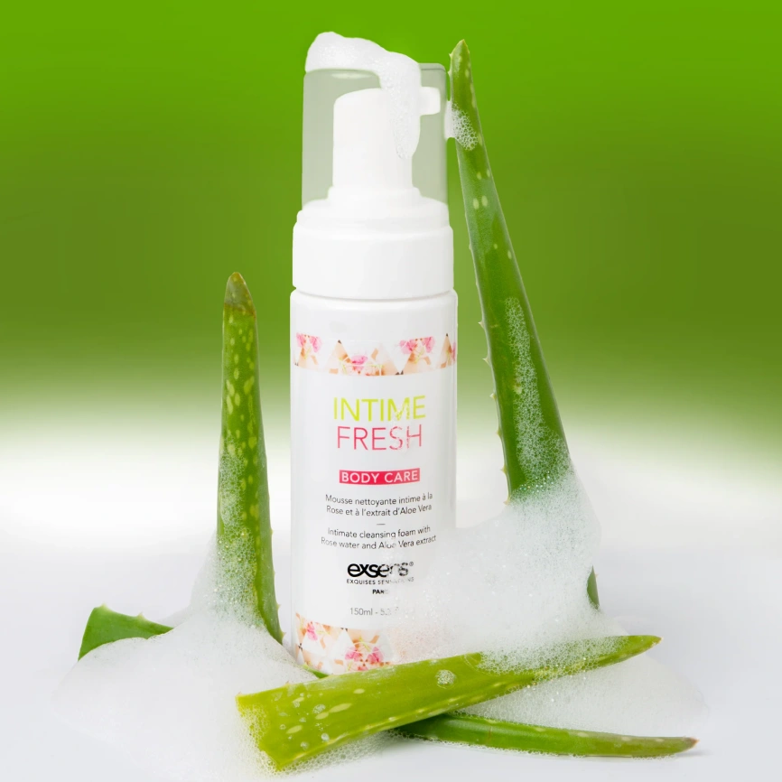 Пена для интимной гигиены EXSENS Intime Fresh 150 мл, экстракт розы и алоэ вера, натуральная фото 5