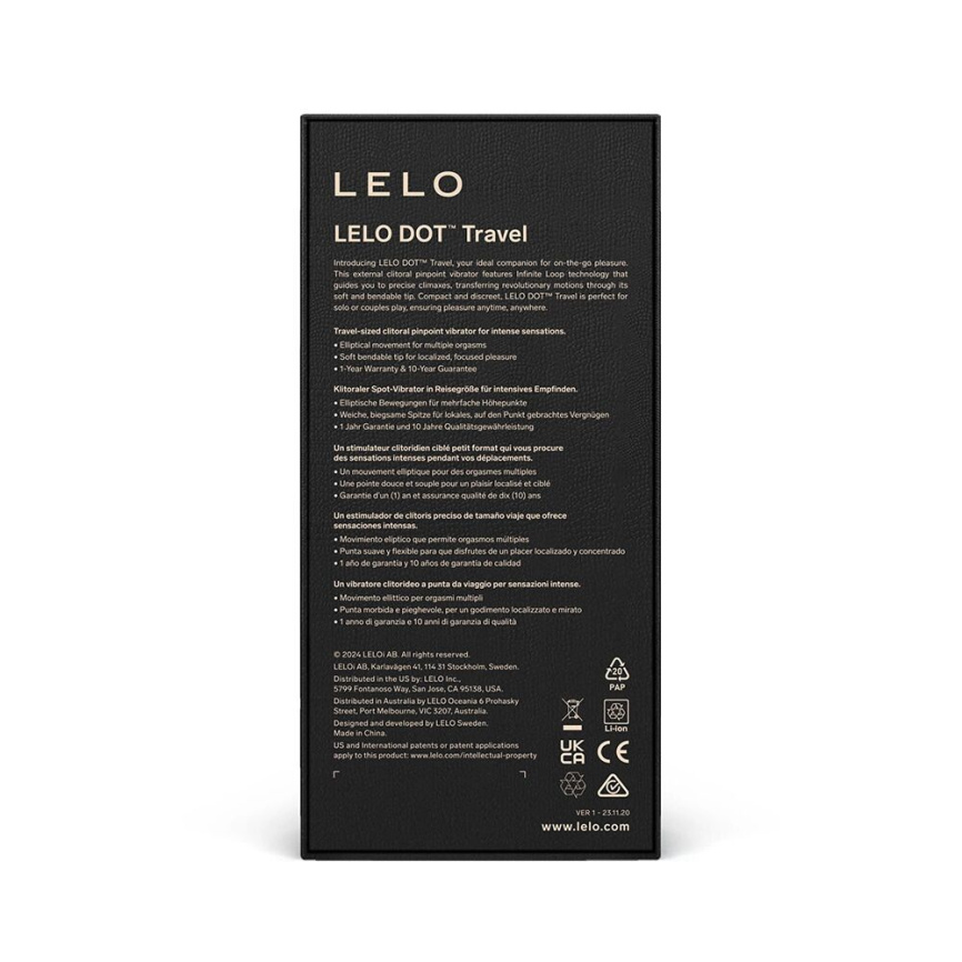 Кліторальний вібратор LELO DOT Travel Purple, точкова стимуляція, 8 режимів фото 4