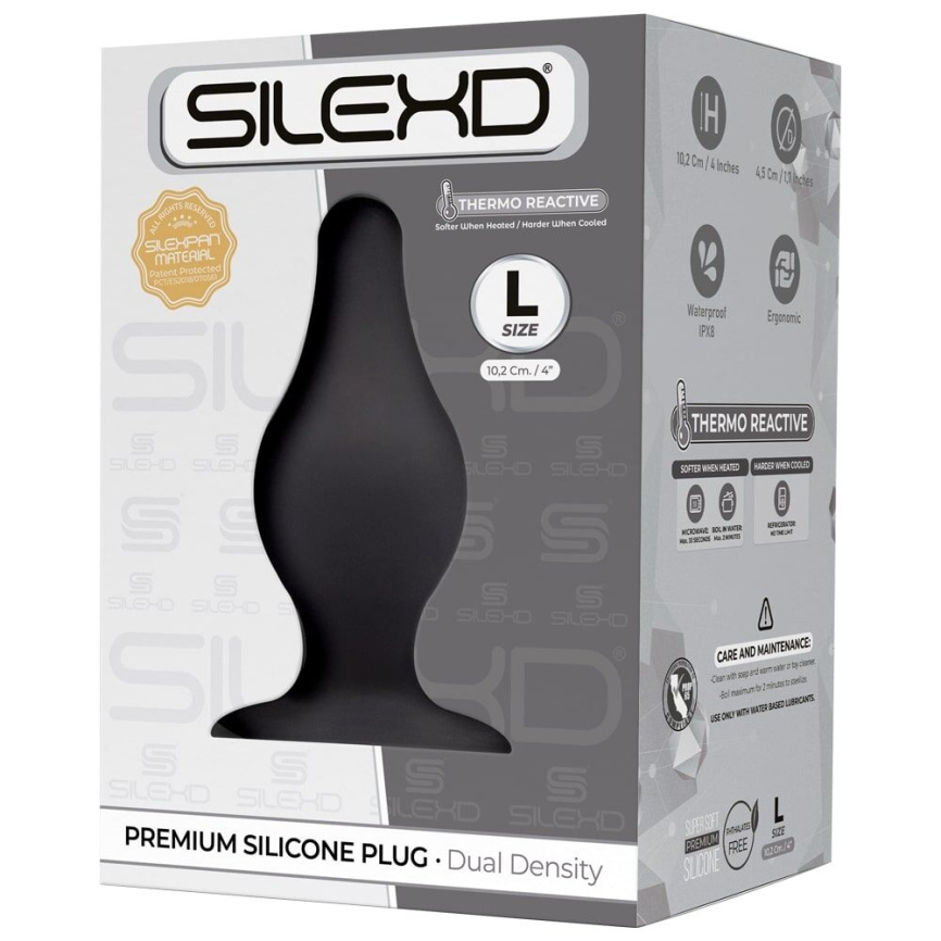 Анальна пробка SilexD (Model 2 size L) двошаровий, силікон+Silexpan, діаметр 4,5 см фото 2