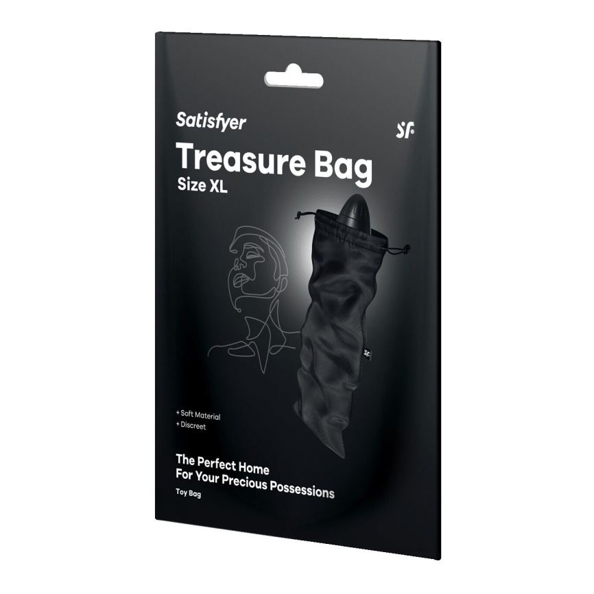Мішечок для секс-іграшок Satisfyer Treasure Bag XL, чорний, на шнурку фото 3